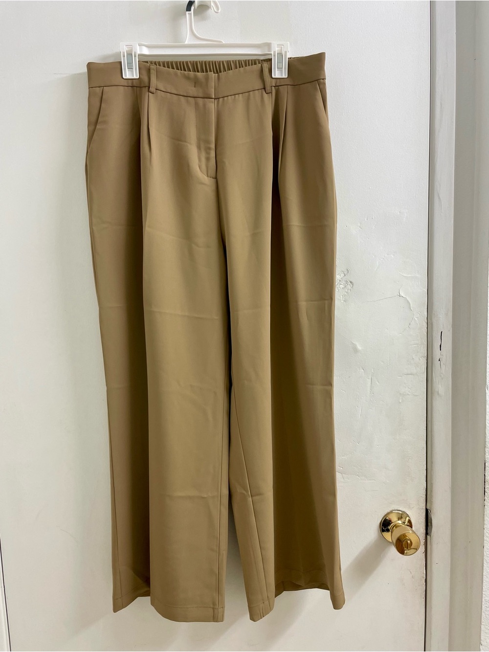 Wide-Leg Dress Pants in Camel
